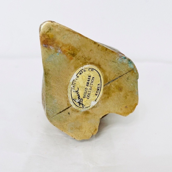 Vintage Cool Cast Brass Korean Brass Owl Sculpture Home Bird Decor Shelf Accent - Picture 6 of 6